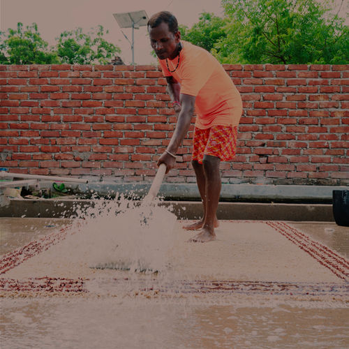 Washing a handmade rug outdoors