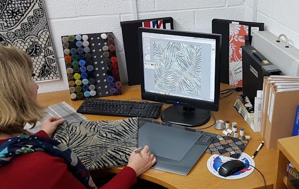 Developing a custom rug pattern in the design studio